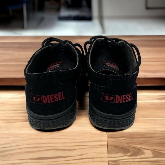 DIESEL LOW-TOP SNEAKERS WITH PLATFORM unisex black suede size M 6 W 7 - Picture 11 of 16